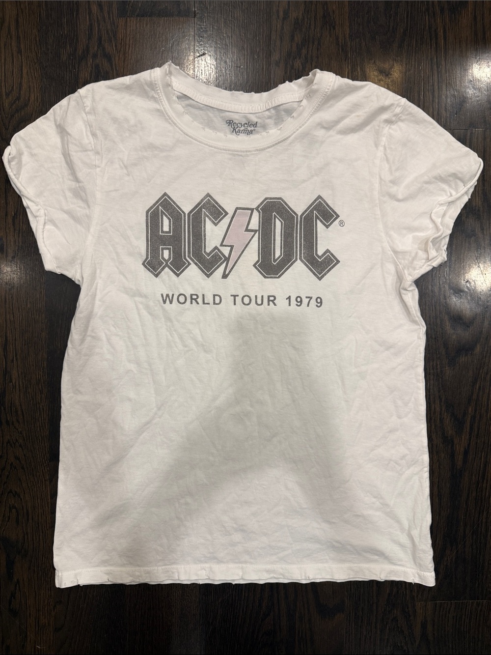Recycled Karma White AC/DC World Tour 1979 Short Sleeve Tee